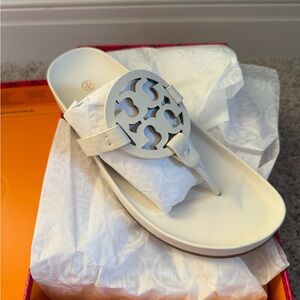 Tory Burch Miller Cloud Leather Sandal New Ivory White Size 9